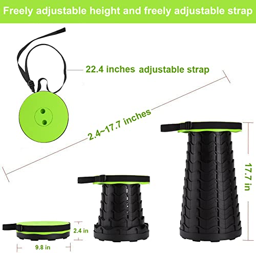 Fishboy Upgraded Collapsible Stool, 400lbs Max Weight, Lightweight But Sturdy, Portable Retractable Folding Telescoping Foldable Camping Stool for Adults Outdoor Fishing Hiking BBQ - color: Green
