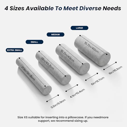 Neck Roll Cervical Pillow for Neck Pain Relief - Memory Foam Neck Pillow for Bed | Round Neck Pillows for Sleeping (Grey, X-Small - 3.5" H) - color: Grey, size: X-Small - 3.5" H