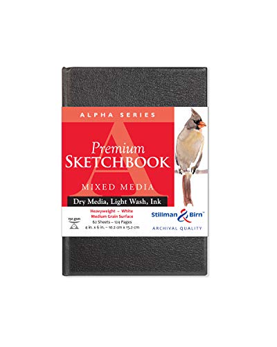 Stillman & Birn Alpha Series Hardbound Sketchbook, 4" x 6", 150 gsm (Heavyweight), White Paper, Medium Grain Surface - size: 4" x 6" 150 gsm (Heavyweight)