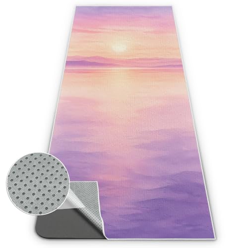 Yoga Mat Towel, Hot Yoga Towel High-Definition Pattern, Machine Washable with Ultra-Absorbent Yoga Towels for Hot Yoga Non Slip for Fitness, Exercise, Pilates, 72 x 27 in, Purple Sunset - color: Purple Sunset