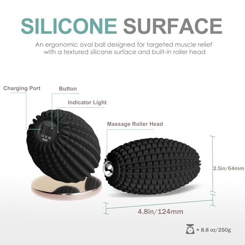 Vibrating Massage Ball with Rolling Head for Plantar Fasciitis - color: Black
