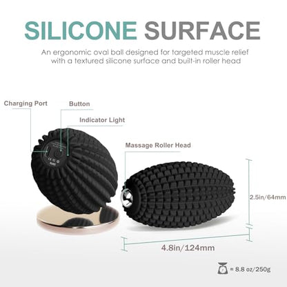 Vibrating Massage Ball with Rolling Head for Plantar Fasciitis - color: Black