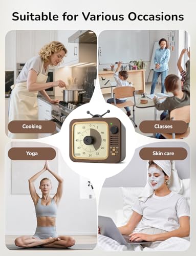 LIORQUE Visual Timer for Kids with Pause, 60 Minute Countdown Timer, Brown - color: Coffee Brown