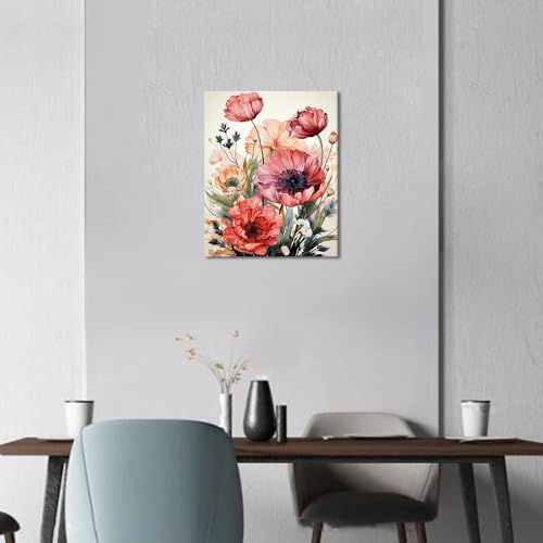 TUMOVO Adults' Watercolor Flowers Paint by Numbers Kit - DIY Painting on Canvas, 16 x 20 Inch - color: Flower-Framed