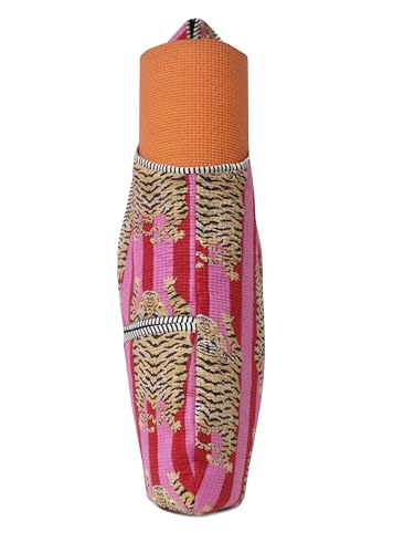 INDIAN CRAFT CASTLE Yoga Mat Bag | Tote Mat Bag | Sling Yoga Tote w/Large Side Pocket & Zipper Pocket | Yoga Mat Carrier Fits Most Size Mats - color: Pink Red