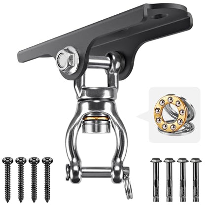 BeneLabel 360° Swivel Ceiling Swing Hanger with Bearing Ceiling Swing Mount Stainless Steel Hanging Chair Mount Swings Hardware for Hammock Chairs, Porch Swings, Aerial Silks, Gymnast Ring, Heavy Bag - color: 360° Bearing Swivel Hanger ( 1 Pack ) - Black