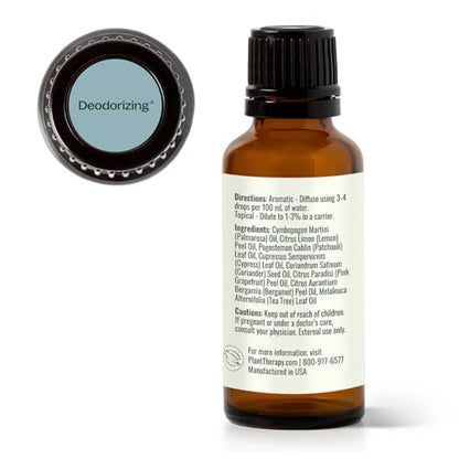 Plant Therapy Deodorizing Essential Oil Blend 30 mL (1 oz) Pure & Undiluted | Pure Essential Oil Blend, Great for Diffusers, Shoes, Gym Bags, and DIY Cleaning Solutions - size: 1 Fl Oz (Pack of 1)