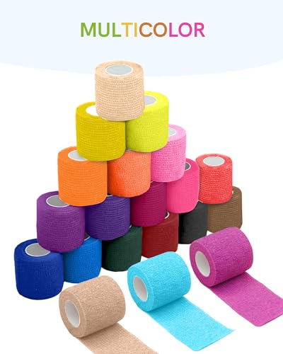 FriCARE Self Adhesive Bandage Wrap, Medical Tape in First Aid Kit | Elastic Cohesive Bandages for Sports/Vet/Wrist Ankle Wounds, 2 Inches X 5 Yards, Latex-free 6 Rolls, Urban Pop - color: Urban Pop