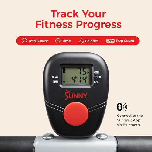 Sunny Health & Fitness Smart Row-N-Ride Glute & Leg Trainer, Foldable Squat Assist Rower with Exclusive SunnyFit App Connection - color: Grey
