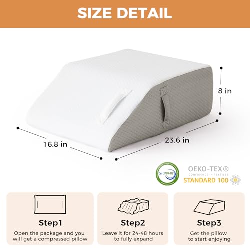 BIEEZZK Leg Elevation Pillow Blood Circulation, 23.6×16.8×8in, White/Grey - color: White/Grey