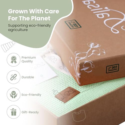 Dalisa Alina GOTS Organic Cotton Throw Blanket, Sage, 50x60 in - color: Sage, size: 50x60