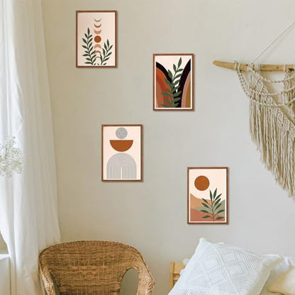 Yeaqee 4 Pcs Boho Diamond Art Kits for Adults Begginners Abstract DIY Painting Wall 5d Full Round Drill Diamond Gem Paintings Picture Arts Craft for Home Wall Art Decor 10" x 11.8'' - style: Boho