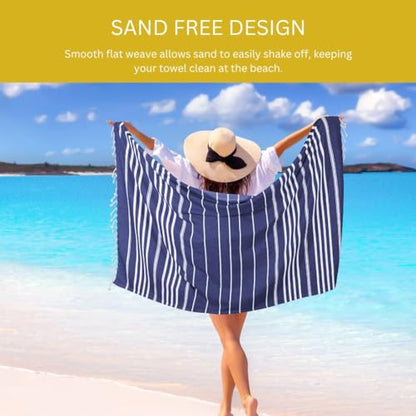 WeWove Turkish Peshtemal Beach Towels Large 39x70 Inch Set of 2-100% Cotton Soft Quick-Drying Absorbent Washable - Versatile for Beach Bath Pool Spa Picnic Travel - Turkish Towels Blue Yellow - color: Blue Yellow