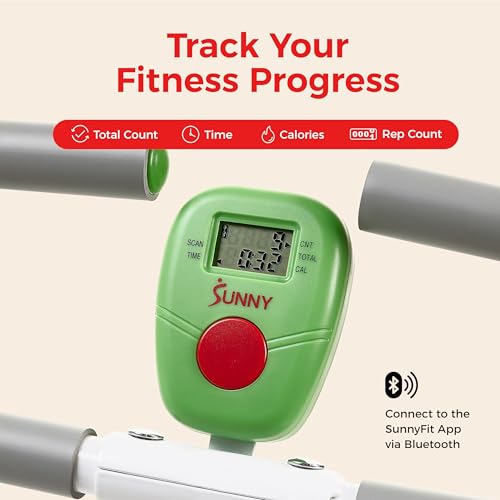 Sunny Health & Fitness Smart Row-N-Ride Glute & Leg Trainer, Foldable Squat Assist Rower with Exclusive SunnyFit App Connection - color: Green