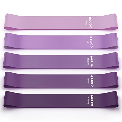 Bundle Set of 8 Resistance Bands for Workout, 5 Latex Exercise Bands and 3 Fabric Booty Bands with 2 Portable Bags