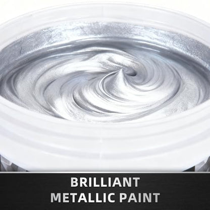 Falling in Art 33.8 Oz Heavy Body Silver Metallic Acrylic Paint, Non-Toxic | Art Craft Paints for Canvas, Wood, Clay, Fabric, Metal, Furniture - color: Silver