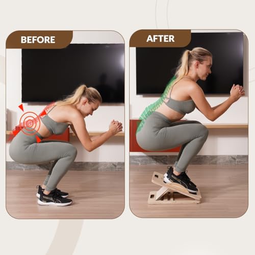2 in 1 Balance Board & Slant Board for Calf Stretching - Adjustable Incline Board, 300lbs Capacity, Physical Therapy Equipment with Exercise Poster for Legs, Knees, Ankles, Heels