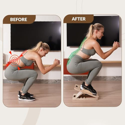 2 in 1 Balance Board & Slant Board for Calf Stretching - Adjustable Incline Board, 300lbs Capacity, Physical Therapy Equipment with Exercise Poster for Legs, Knees, Ankles, Heels