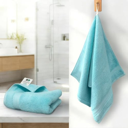 VOOVA & MOVAS Aqua Green Hand Towels 2 Pack, 100% Cotton, 13x29 in | Lightweight, Absorbent & Quick Dry, Fade Resistant, Built-in Hanging Loop, Gentle on Skin - color: Aqua