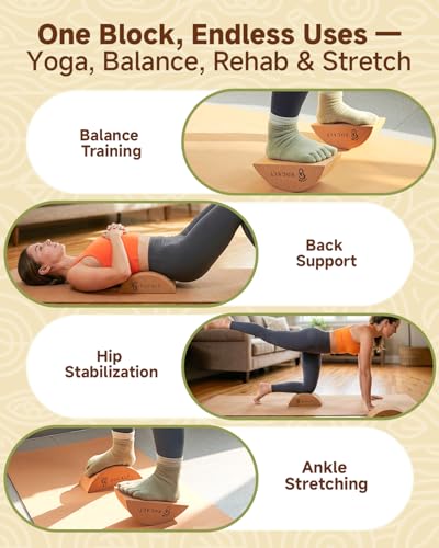 Rocalt Cork Yoga Blocks, Half Moon Foot and Calf Stretching Tool