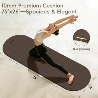 WeiLa Foldable Yoga Mat,10mm Extra Thick,Extra Long (75"x26") for Women&Men - color: Brown &Bamboo Cream