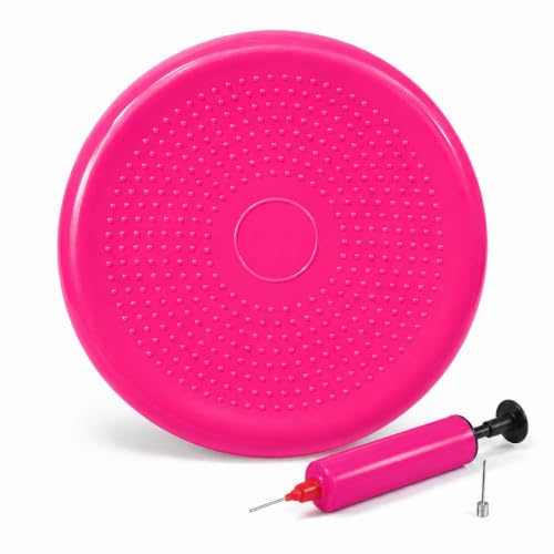 Hanstuten Wobble Seat Cushion Balance Disc - Rubber Wiggle Seat for Active Sitting, Office Desk Chair, and Core Strength Training - color: pink