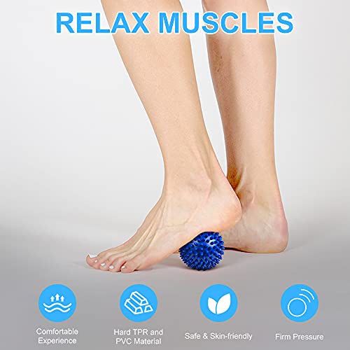 URAQT Spiky Massage Ball Set, 2 Pack Physical Therapy Massage Balls, Hard Lacrosse Ball & Spiky Massage Ball for Myofascial Release and Trigger Point Deep Tissue Massage (Blue) - color: 2pcs