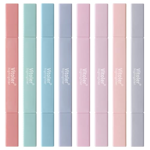 Vitoler 8pcs Aesthetic Highlighters, Chisel & Fine Tips Bible Highlighters | For teachers, For nurses, For women, For bibles, For markers, Aesthetic, For journaling, For office, For School Supplies - color: Pastel Colors