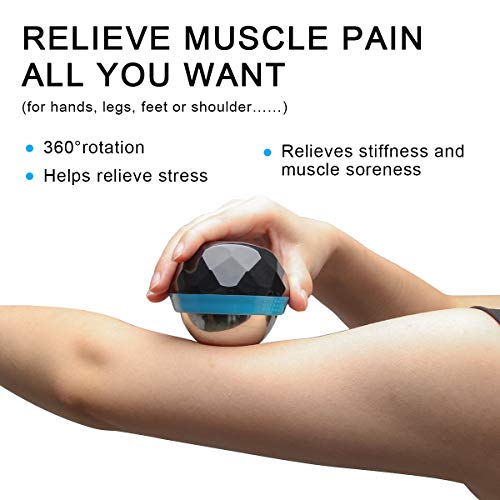 Coolrunner Cold Massage Roller Ball, Cryosphere Cold Massage Ball- Heat Therapy & Cold Therapy Relief with Cold Gel Core- Helps with Muscles Recovery and Inflammation for Shoulders, Neck (Black Blue) | Heat Therapy & Cold Therapy Relief, Helps with Muscle