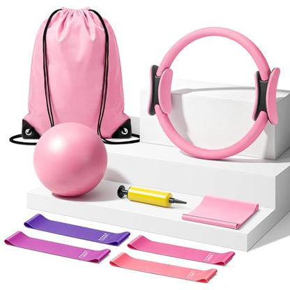 Pilates Kit for Women with Ring, Ball, Resistant Loops & Stretch Band