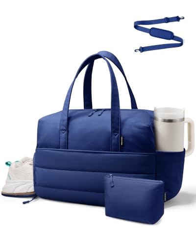 LOVEVOOK Small Gym Bag for Women with Tumbler Holder & Shoe Compartment - color: Blue, size: Small-17"