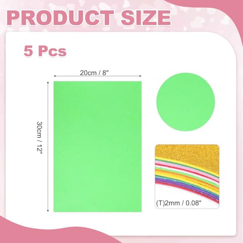 MECCANIXITY 5 Sheets Light Green Shiny Foam Sheets with Adhesive Backing, 8x12Inch Self-Adhesive Shiny EVA Foam Sheets Sticky EVA Paper Stickers for Art Crafts Projects, DIY Party Decoration - color: Light Green