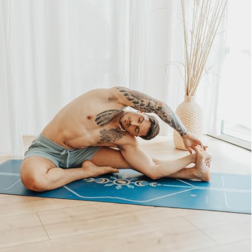 Liforme Printed Yoga Mat - Patented Alignment Design, Ultimate Grip - color: Cosmic Moon - Blue