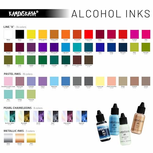Alcohol Ink Set - 34 Color Variations - Set #19-4 Alcohol Inks x 0.51 fl oz (15 ml) | Highly Pigmented Pastel Colors, Lightfast, Opaque and Matte – For Painting and Epoxy Resin – Made in the EU - color: 19, style: Pastel inks
