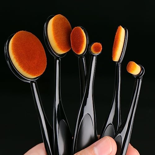 UNIMEIX 6 Pack Blending Brush for Card Making Crafting Ink Blender Brushes Set Tool Paper Background Brush Drawing - color: Brown, size: 6 Pack Brush with round holder
