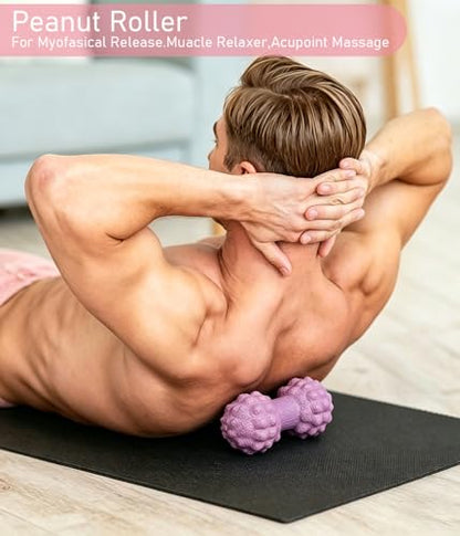 3 in 1 Foot Massage Ball Set, Standard Textured Peanut Massage Balls Kit, Deep Tissue Muscle Relaxation Therapy Tools Perfect for Home Office Gym Travel Use Purple Set - color: Purple Set