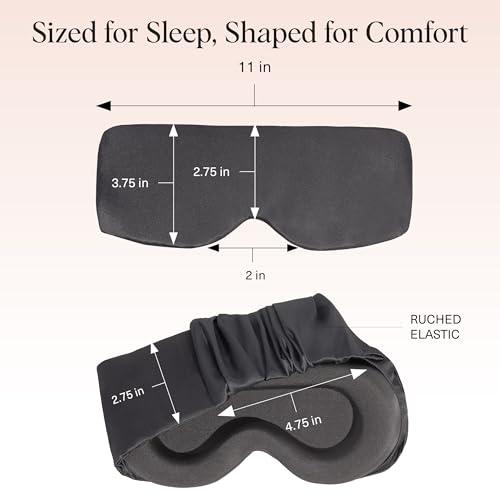 Kitsch Contour Satin Sleep Mask | Eye Masks for Sleep - Charcoal | Softer Than Silk Sleep Mask, Blindfold Sleep Masks for Women & Men, No Eye Pressure, Lightweight Eye Mask, Travel Essentials - color: Charcoal