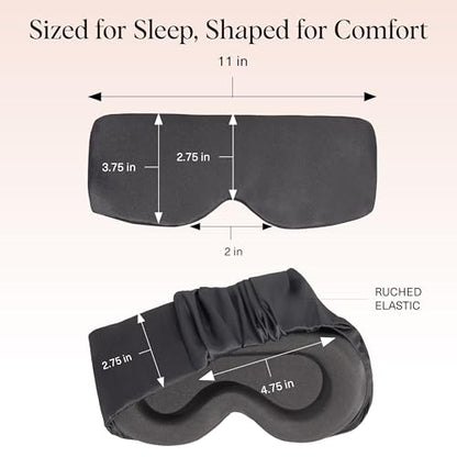 Kitsch Contour Satin Sleep Mask | Eye Masks for Sleep - Charcoal | Softer Than Silk Sleep Mask, Blindfold Sleep Masks for Women & Men, No Eye Pressure, Lightweight Eye Mask, Travel Essentials - color: Charcoal