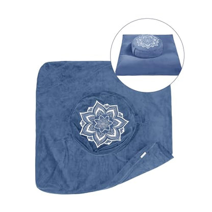 Meditation Zafu Cushion Set,Removable Machine-Washable Luxury Velvet Cover (Blue（Only Cover）) - color: Blue（only Cover）