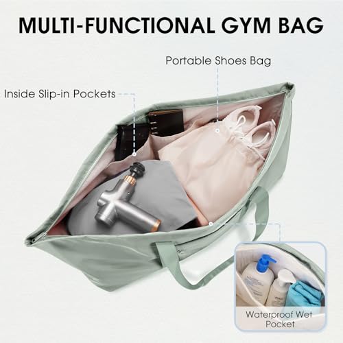 sportsnew Large Yoga Mat Bag Trolley Sleeve Gym Carrier Shoe Bag Wet Pocket | water-resistant fabric, large capacity,wide full-zip opening,separate shoe bag,2 yoga mat holder straps,multi-pocket storage - color: Green