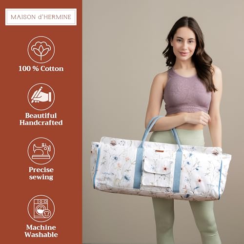 Maison d' Hermine Yoga Mat Duffle Bag Gym Tote Yoga Mat Carry Bag | Cylindrical bag for Woman Men Gifts Adjustable shoulder straps with Drawstring Water Bottle Pocket and zipper pocket - color: Ice Florals, style: Yoga Mat Tote