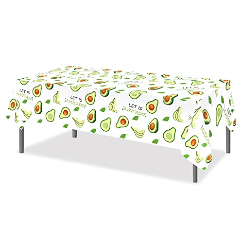 1Pc Avocado Party Plastic Tablecloth 54 x 87 Inch Long Rectangular Table Cover for Buffet, Fruit Birthday Party Holiday Dinner Picnic or Tablecloth for Kitchen Event Use - color: Avocado