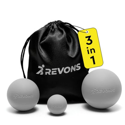 3 in 1 Massage Ball Set - Lacrosse Balls for Myofascial Release, Back Pain Relief, Face Fitness, Trigger Points, Yoga, Physical Therapy, Muscle Recovery and Soft Deep Tissue Massage (Gray) - color: Gray