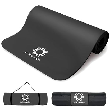 Primasole Thick Yoga Mat, 1/2-Inch Extra Thick NBR Mat with Enhanced Stability - Textured Design, Lightweight Mat with Carrying Strap & Case for Yoga, Pilates, Gym & Home Use (Multiple Colors)