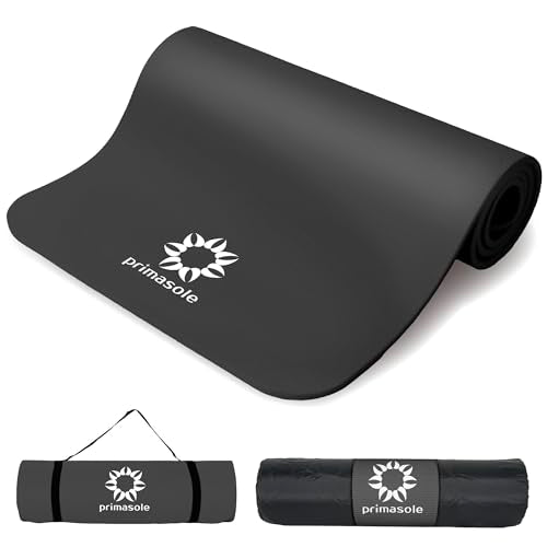 Primasole Thick Yoga Mat, 1/2-Inch Extra Thick NBR Mat with Enhanced Stability - Textured Design, Lightweight Mat with Carrying Strap & Case for Yoga, Pilates, Gym & Home Use (Multiple Colors)