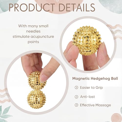 6 Pcs Magnetic Spiky Massage Ball Hand Exercise Relief, Gold - color: Gold