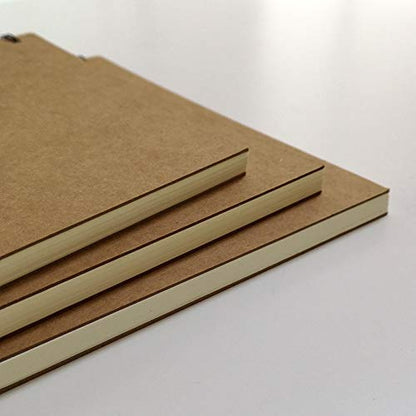 YUREE B5 Spiral Notebook/Spiral Journal Unruled, 100gsm Thick Blank Paper & Hard Kraft Cover, 65 Sheets (130 Pages), 3-Pack, 10.5" x 7.2", Brown - color: Brown