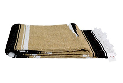 Open Road Goods Mexican Diamond Blanket - XL Heavyweight Yoga Blanket – Handmade in Mexico - Thick Boho Serape Saltillo Style Throw for Beach, Picnic, Home, Camping and More! (Sand & Stone) - color: Sand & Stone