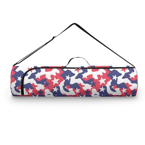 Yoga Mat Bag for Women & Men Full-Zip Yoga Mat Carrier Bag for Class Workout Park with Adjustable Strap - color: Camouflage Red Flag