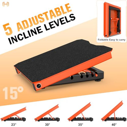 Metal Slant Board Calf Stretcher for Squat, Incline Balance Board - color: Orange